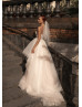 Beaded Spaghetti Straps Lace Glitter Tulle Wedding Dress